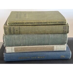 5 Antique Book Lot Botany Soil Conservation Densmore Aridity & Man Vtg 1908-1965